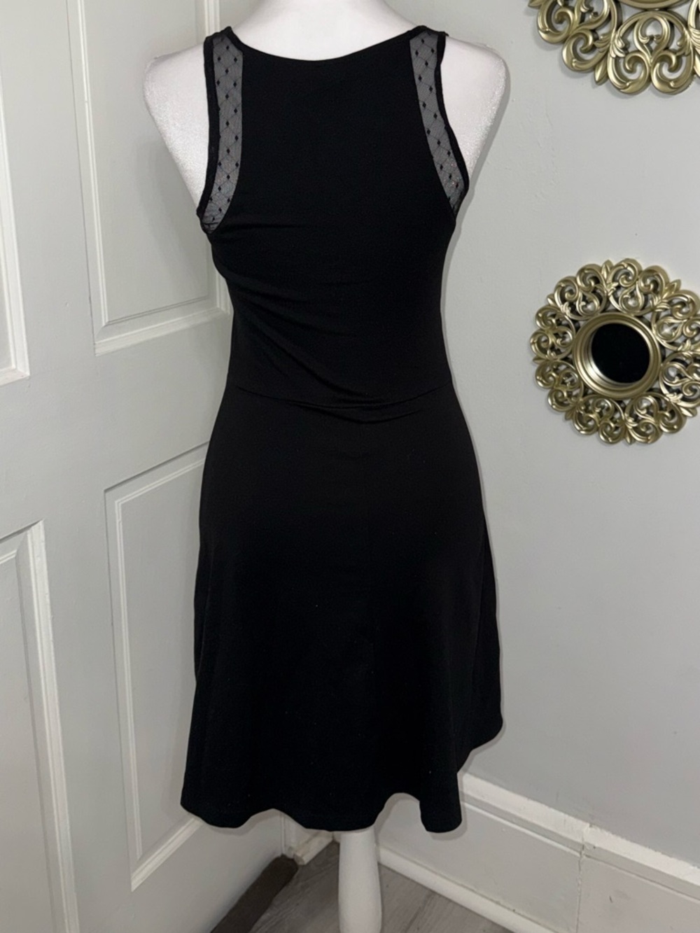 H&M Black Mini Casual Dress With Mesh Shoulder Details Size XS. - Picture 4 of 12